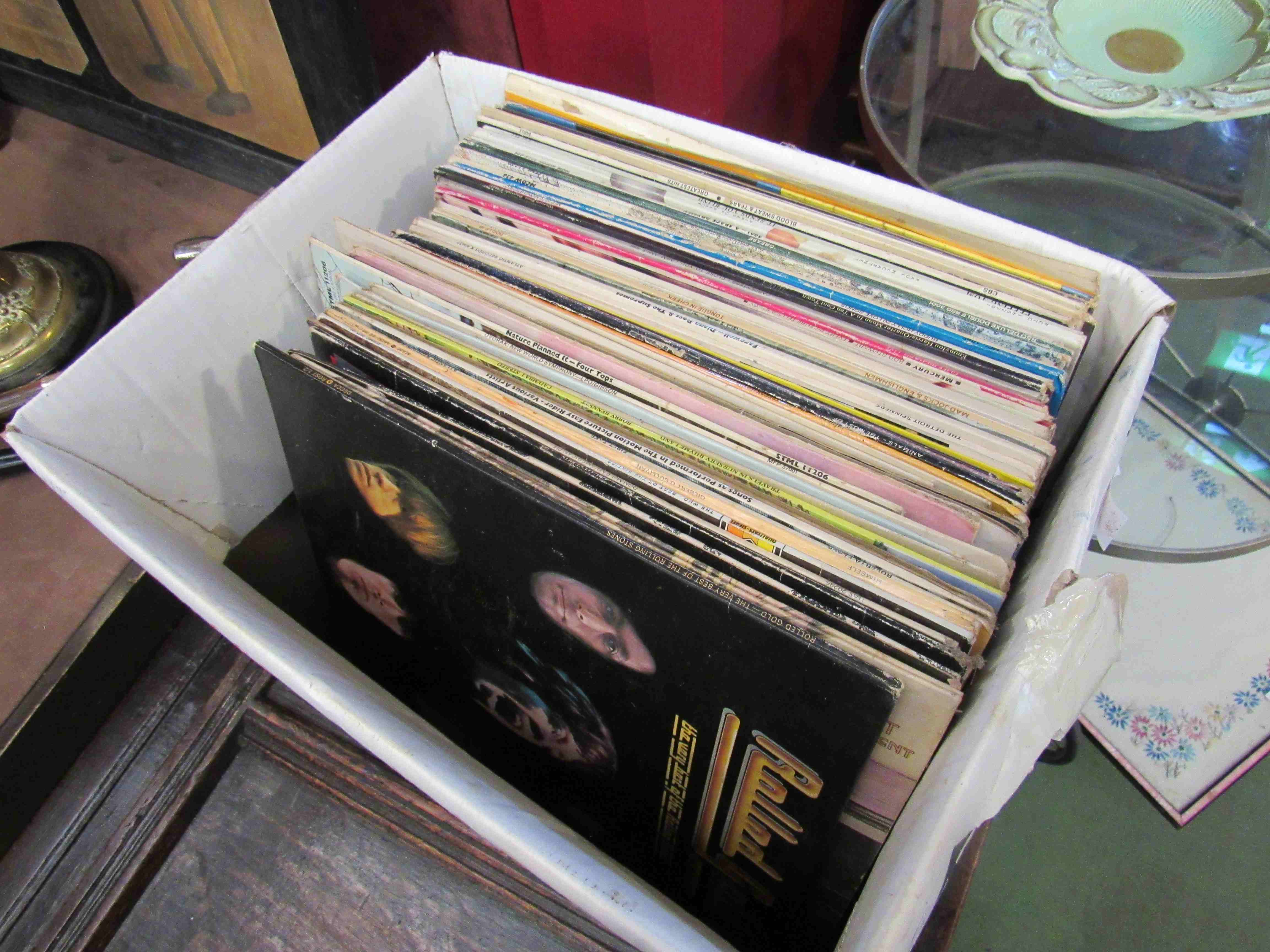 A box of LP's - soundtracks, classical, pop, rock including Queen, The Who,