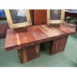 A pair of square hardwood occasional tables,