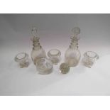 A quantity of glass including 19th Century decanters