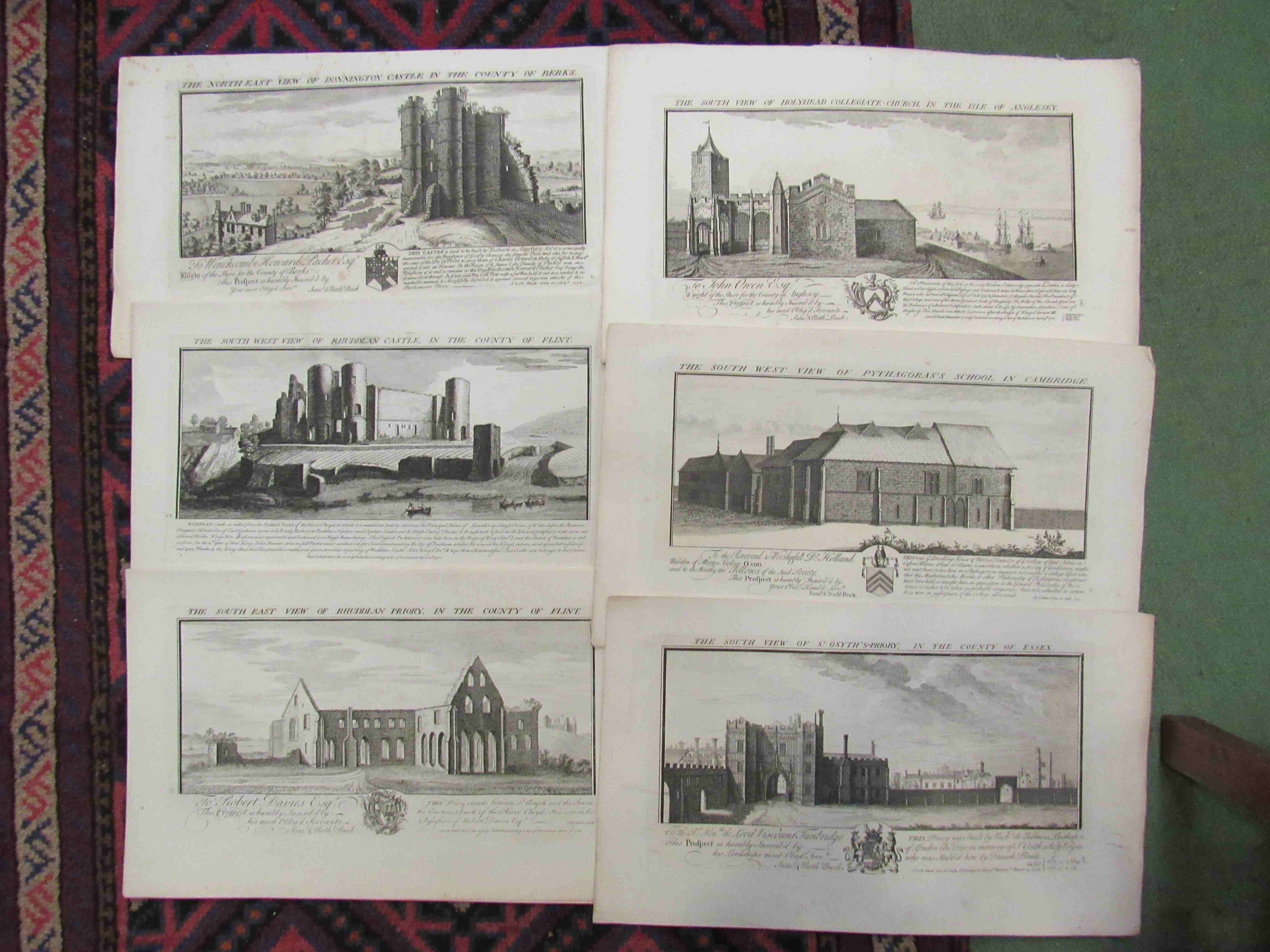 Samuel & Nathaniel Buck, nine engraved views 1730-1742, comprising Pythagoras's School, Cambridge,