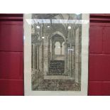 VALERIE THORNTON (1931-1991): A framed and glazed etching - 'Romanesque Church, Segonia'.