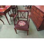 A George III mahogany carver chair with tapestry seat