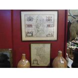 Two framed and glazed antique hand coloured maps: Buckinghamshire by Robert Morden and