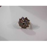 A 9ct multi-gem cluster ring.