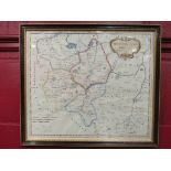 Robert Morden (circa 1650-1703) coloured map of Huntingtonshire, framed and glazed,