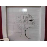 SPATE HUNTERMANN (ROBERT HUNT 1934-2014) A framed and glazed drawing titled "Head in Ink" signed