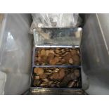 A box containing a quantity of coinage