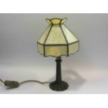 A lead glass style table lamp with acanthus decorated base