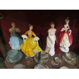 Four Royal Doulton figurines "Linda" model No HN2758, "Masquerade" HN2259,