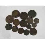 A selection of mostly Georgian coinage including cartwheel pennies,