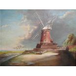 An early to mid 20th Century oil painting of Cley Windmill,