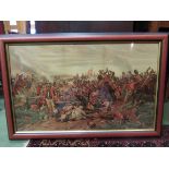 An oak framed and glazed etching "Paardeberg" of soldiers fighting Battle of Waterloo after Paul
