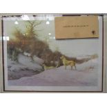 A limited edition print "A Winter's Tale" depicting Labradors in snow after Jonathan Sainsbury,