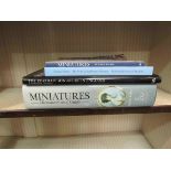 Four modern volumes on miniatures including collectors club miniatures dictionary and guide