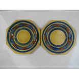 Two Clarice Cliff Bizarre octagonal plates, 14.