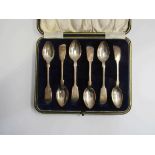 A cased set of six silver teaspoons,