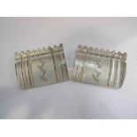 A pair of Swedish style art glass desk tidies, bookends, paperweights,