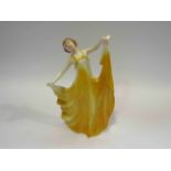 Vintage Art Deco porcelain dancing lady in yellow dress C.