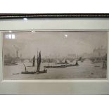 H.P. EVANS (XX): An etching depicting Lambeth Bridge, 20cm x 42.