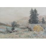 A.K. BROWN (XIX/XX): A gilt framed and glazed watercolour. "The Valley of the Tummel".