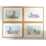 33 framed and glazed prints after JK Colling and others of Norfolk & Suffolk Churches and Church