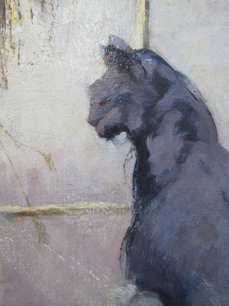 ANNA AIRY RI ROI RP RE (1882-1964) (ARR) An oil on canvas titled 'Back Shop Cat'. Signed top left. - Image 3 of 8