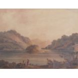 GEORGE FENNELL ROBSON (1788-1833): A framed and glazed watercolour depicting mountainous lake scene.