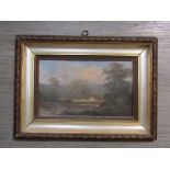 JOHN VARLEY (1778-1842) An ornate gilt framed oil on board, lakeland scene with figures.