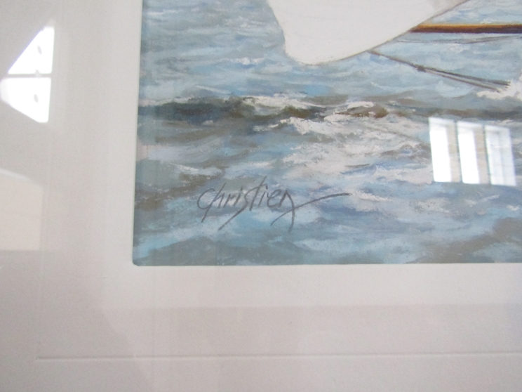 CHRISTINE SLADE (b.1943): A framed and glazed pastel titled "Spinnakers Flying". Signed bottom left. - Image 2 of 4