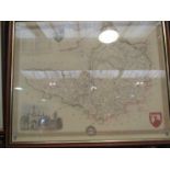 Three framed and glazed maps including Somersetshire