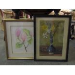 An early 20th Century watercolour of Daffodils, signed indistinctly KW lower right, 37cm x 25cm,