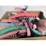 A box containing a quantity of knitted and fabric covered padded hangers