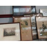 Six framed and glazed prints including view of Norwich Cathedral etc