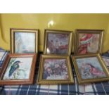 Six miniature pictures in gilt frames, 9.5cm x 9.