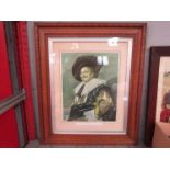 A maple framed and glazed print "The Laughing Cavalier" by Frans Hals,