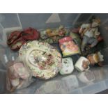 A box of mixed ceramics including character jugs,