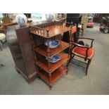 Circa 1860 a walnut four tier whatnot the three quarter turned spindle gallery and finials raised