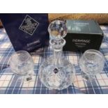 A boxed Edinburgh crystal decanter and a boxed pair of Heritage crystal brandy glasses