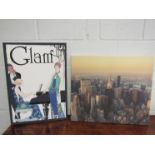 A "Glam" canvas print, 70cm x 50cm, with a canvas print of the New York skyline,