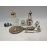 Mixed plated and silver items including figures,