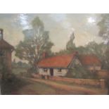 A 20th Century oil on board painting depicting a cottage, 40.