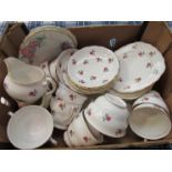 A Colclough china part teaset with rose pattern