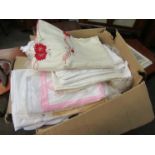 A quantity of linen including sets of napkins