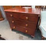 Stamped "Oshawa cabinet Co Oshawa Canada" a Victorian fruitwood chest of two short over two long