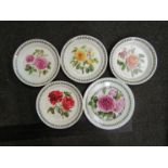 Four Portmeirion Botanic Garden Roses plates and Susan Williams Ellis signed Millennium plate no