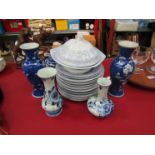 A selection of mostly blue and white china to include a 20th Century Oriental vase,