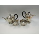 A four piece silver plate teaset