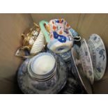 Assorted blue and white wares,