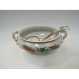 A Meissen style sauce bowl and ladle with leaf and floral design