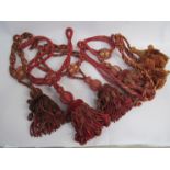 Three pairs of Victorian silk tassel tie-backs in crimson and another pair,